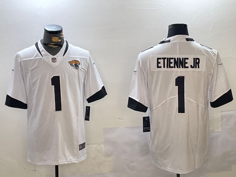 Men Jacksonville Jaguars 1 Etienne jr White Second generation 2024 Nike Limited NFL Jersey style 1